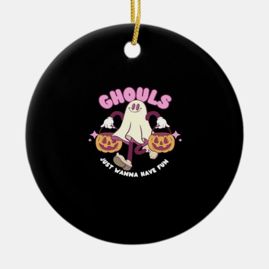 Ghouls Just Wanna Have Fun - Spooky Schattigee Hal Keramisch Ornament (Voorkant)