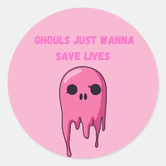  Ghouls Just Wanna Save Lives Pink Nurse Halloween Ronde Sticker (Voorkant)
