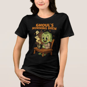 Ghoul's Morning Brew Halloween Koffieliefhebbers Tri-Blend Shirt