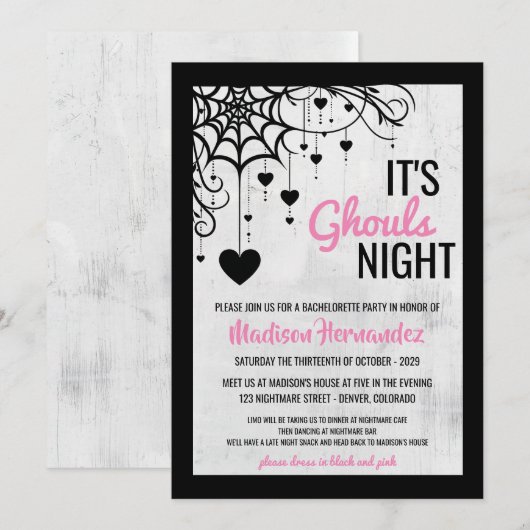 Ghouls nacht vrijgezellenfeest kaart (Voorkant / Achterkant)