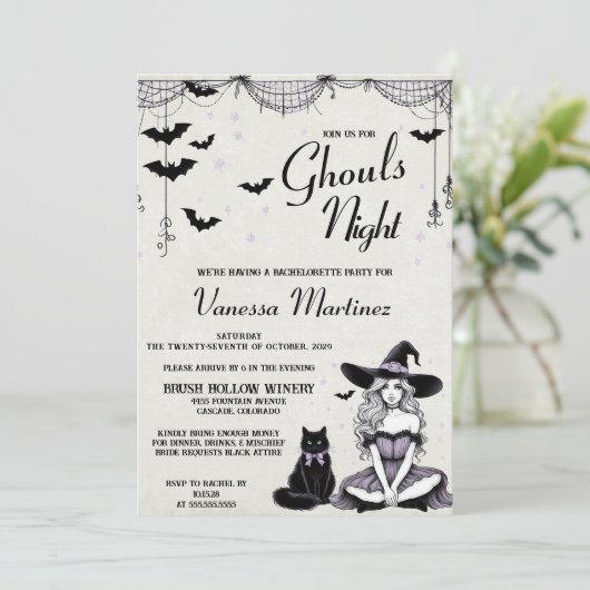 Ghouls nacht vrijgezellenfeest kaart (Staand voorkant)