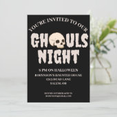 Ghouls Nacht Zwart & Wit Halloween Kostuum Party Kaart (Staand voorkant)