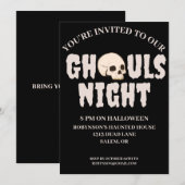 Ghouls Nacht Zwart & Wit Halloween Kostuum Party Kaart (Voorkant / Achterkant)