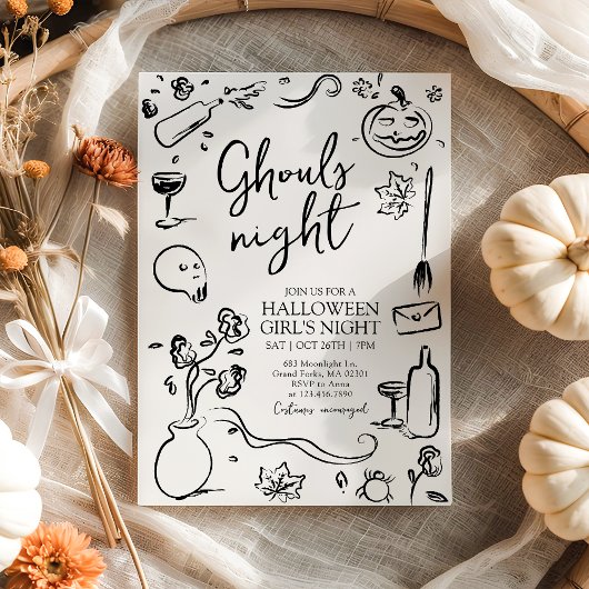 Ghouls Night Adult Halloween Girls Night Party Kaart