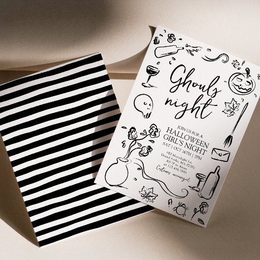 Ghouls Night Adult Halloween Girls Night Party Kaart