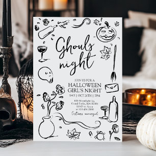 Ghouls Night Adult Halloween Girls Night Party Kaart