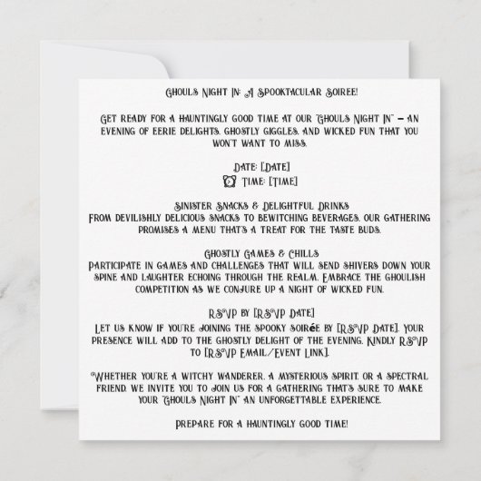 👻 Ghouls Night In: Een spectaculaire soiree! Maak Kaart (Achterkant)