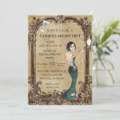 Ghouls Night out Bachelorette Halloween Skeleton Kaart (Staand voorkant)