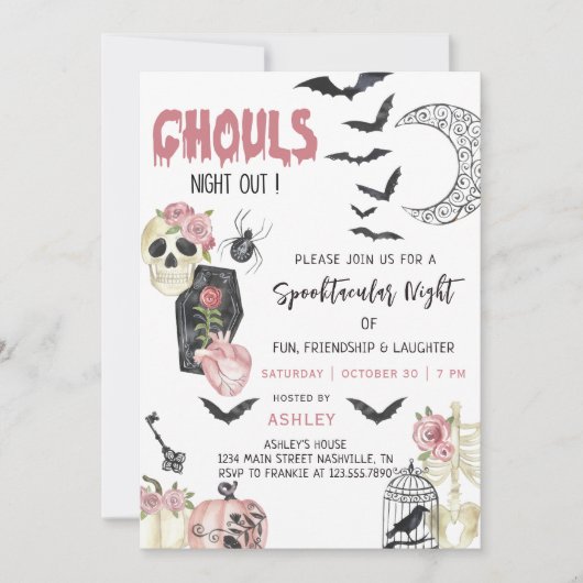 Ghouls Night Out Halloween Feestuitnodiging Kaart (Voorkant)