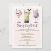 Ghouls Night Out Waterverf Cocktails Halloween Kaart (Voorkant)