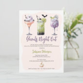 Ghouls Night Out Waterverf Cocktails Halloween Kaart (Staand voorkant)