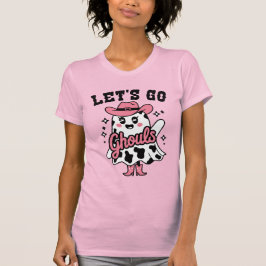 Ghouls Schattigee Koe Print Cowboy Halloween T-shirt