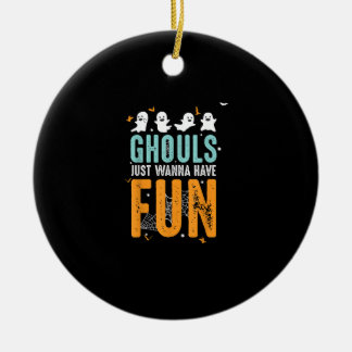 Ghouls wil gewoon een grappige halloween kostuum h keramisch ornament