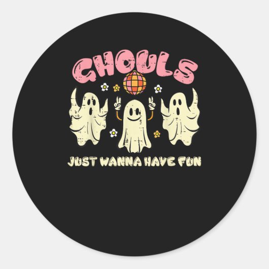 Ghouls wil gewoon een grappige halloween kostuum h ronde sticker (Voorkant)