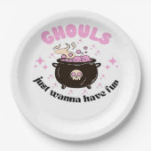 Ghouls wil gewoon een vun Cute Halloween Papieren Bordje (Voorkant)