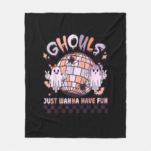 Ghouls wil gewoon een vun Retro Halloween kostuum Fleece Deken (Voorkant)
