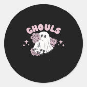 Ghouls wil gewoon plezier hebben Halloween Art Bas Ronde Sticker (Voorkant)