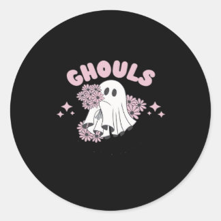 Ghouls wil gewoon plezier hebben Halloween Art Bas Ronde Sticker