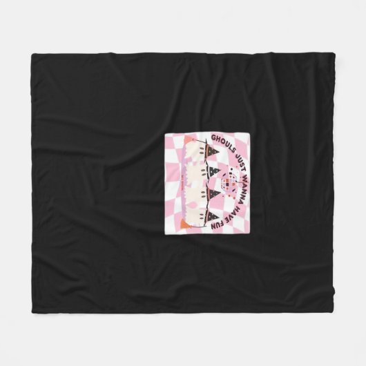 Ghouls wil gewoon plezier hebben Halloween Design  Fleece Deken (Voorkant (Horizontaal))
