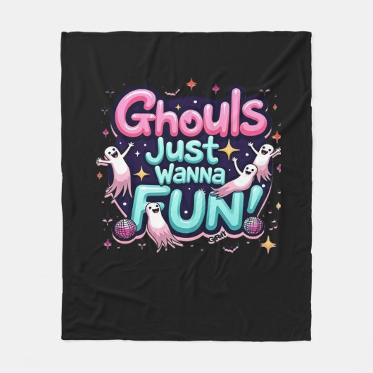 Ghouls wil gewoon plezier hebben Halloween Disco P Fleece Deken (Voorkant)
