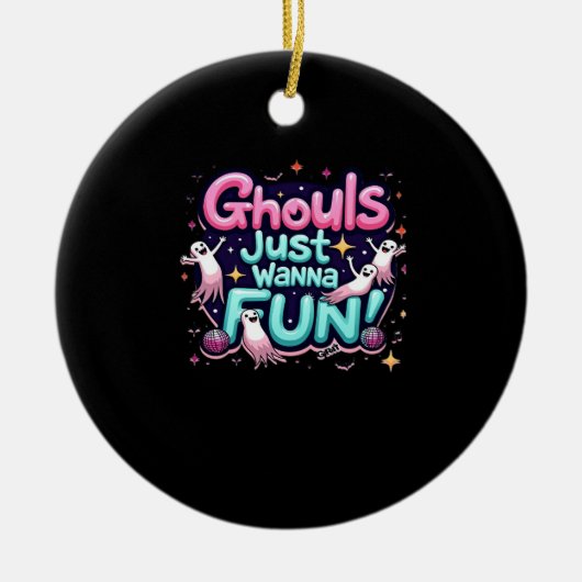 Ghouls wil gewoon plezier hebben Halloween Disco P Keramisch Ornament (Voorkant)