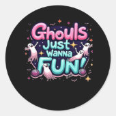 Ghouls wil gewoon plezier hebben Halloween Disco P Ronde Sticker (Voorkant)