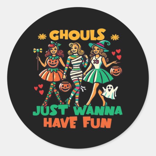 Ghouls wil gewoon plezier hebben Halloween leuk ci Ronde Sticker (Voorkant)