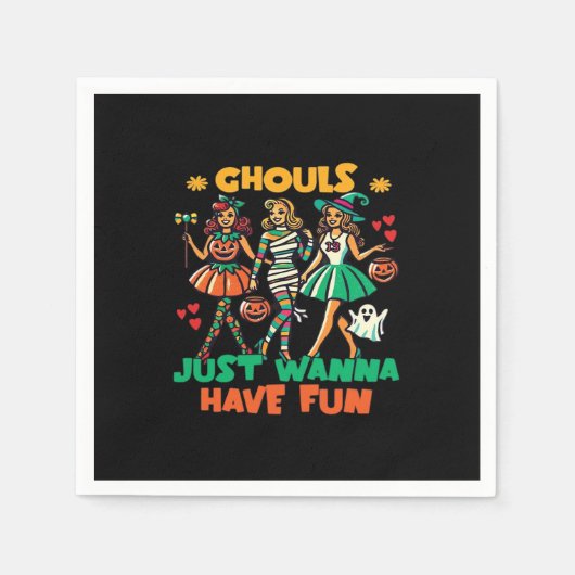 Ghouls wil gewoon plezier hebben Halloween leuk ci Servet (Voorkant)