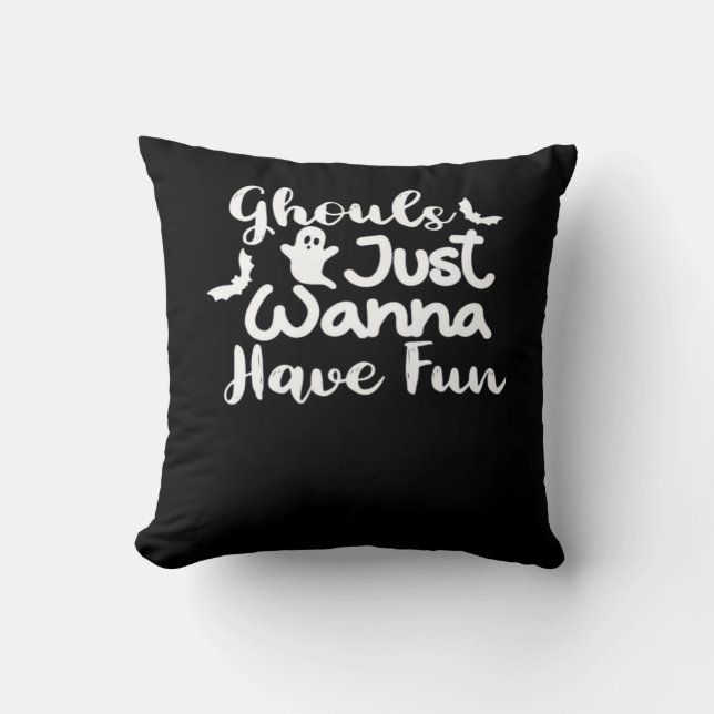 Ghouls wil gewoon plezier hebben Halloween luiaard Kussen (Voorkant)
