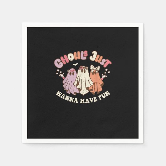 Ghouls wil gewoon plezier hebben retro Halloween G Servet (Voorkant)