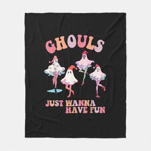 Ghouls wil gewoon plezier hebben retro Halloween K Fleece Deken (Voorkant)