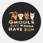 Ghouls wil gewoon plezier luiaard Halloween Ronde Sticker (Voorkant)