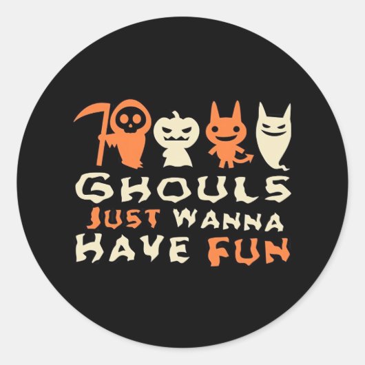Ghouls wil gewoon plezier luiaard Halloween Ronde Sticker (Voorkant)