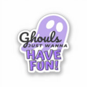 Ghouls wil gewoon plezier luiaard Halloween Sticker (Voorkant)