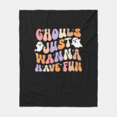 Ghouls wil gewoon plezier spooky seizoen Groovy Ha Fleece Deken (Voorkant)