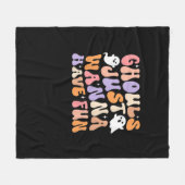 Ghouls wil gewoon plezier spooky seizoen Groovy Ha Fleece Deken (Voorkant (Horizontaal))