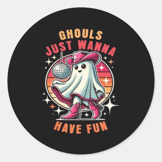 Ghouls willen gewoon een leuke retro disco hebben ronde sticker (Voorkant)
