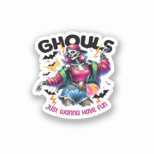 Ghouls willen gewoon leuke Halloween-vibes hebben Sticker (Voorkant)