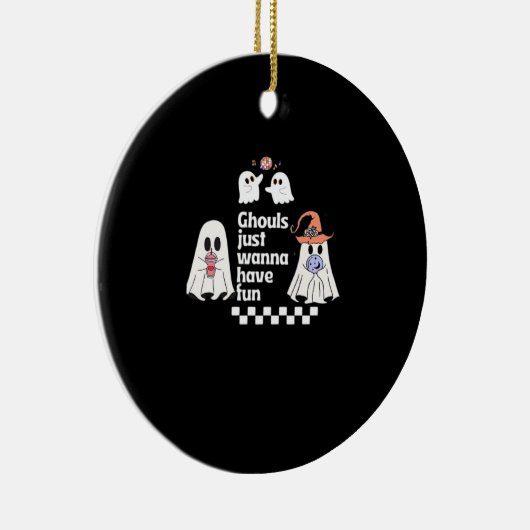 Ghouls willen gewoon leuke herfstvibes hebben keramisch ornament (Rechts)