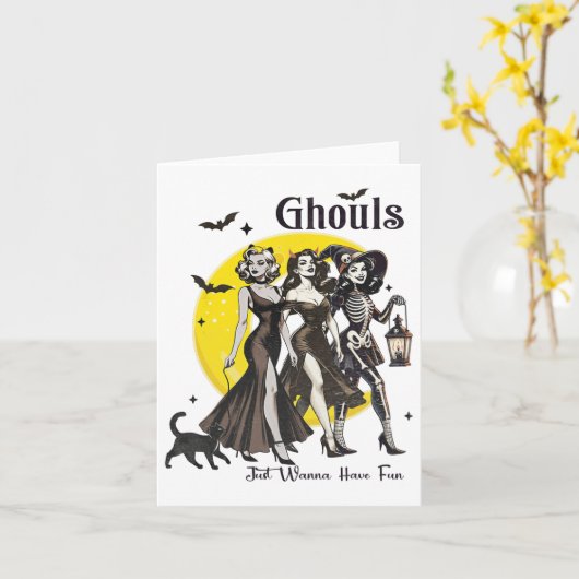 Ghouls willen gewoon leuke vrouwen hebben grappige kaart (Gele Bloem)