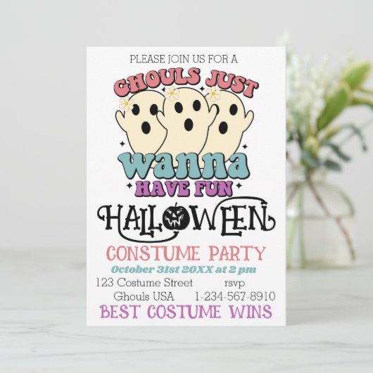 Ghouls willen gewoon plezier Halloween kostuum fee Kaart (Staand voorkant)