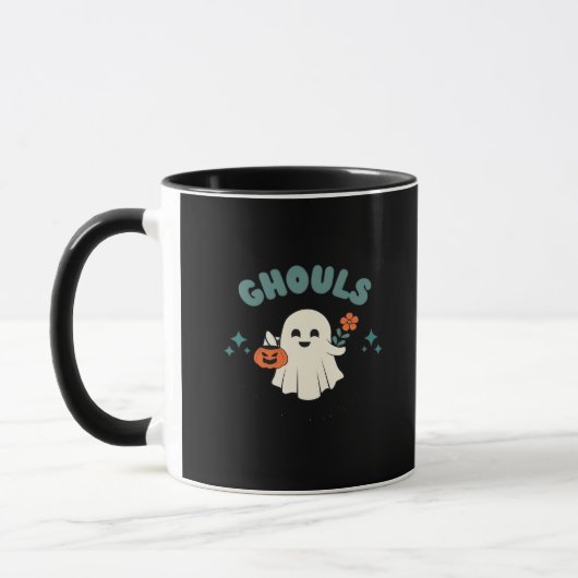 Ghouls willen gewoon plezier hebben Halloween Art  Mok (Links)