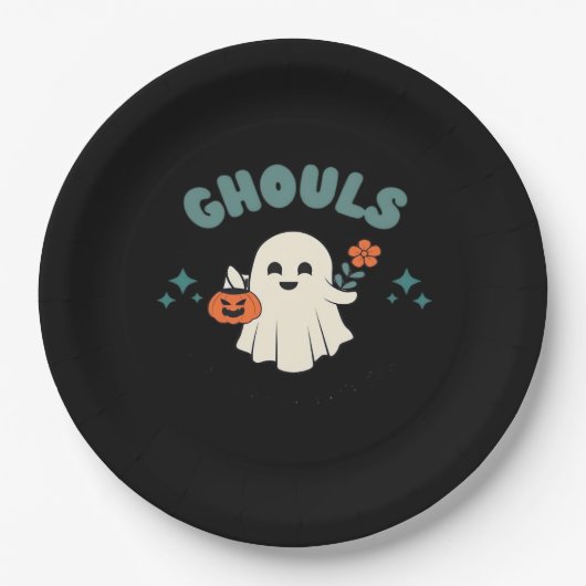 Ghouls willen gewoon plezier hebben Halloween Art  Papieren Bordje (Voorkant)