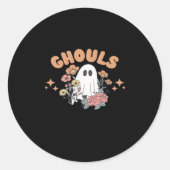 Ghouls willen gewoon plezier hebben Halloween Art Ronde Sticker (Voorkant)
