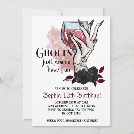 Ghouls willen gewoon plezier hebben Halloween verj Kaart (Voorkant)