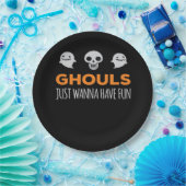 Ghouls willen gewoon plezier hebben in de herfst e papieren bordje (Feest)