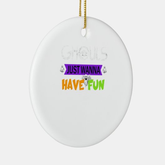 Ghouls willen gewoon plezier hebben in de herfst keramisch ornament (Rechts)