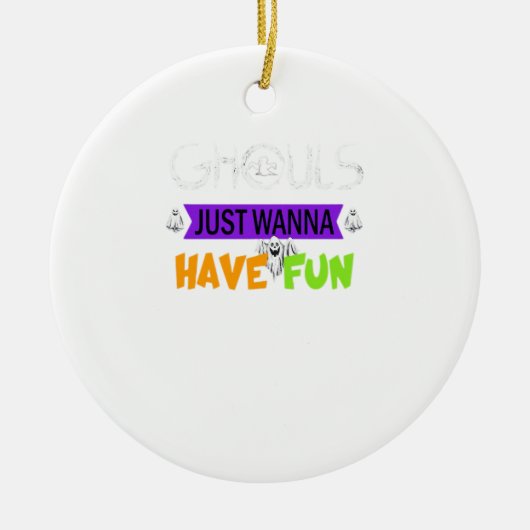 Ghouls willen gewoon plezier hebben in de herfst keramisch ornament (Voorkant)