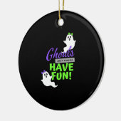 Ghouls willen gewoon plezier hebben in de herfst keramisch ornament (Links)