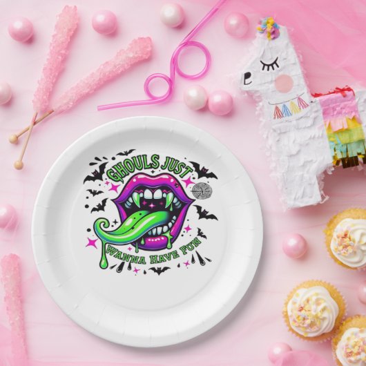 Ghouls willen gewoon plezier hebben in de sloth-vi papieren bordje (Feest)